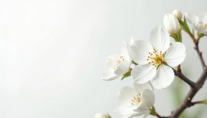 Obraz premium Delicate white blossoms against pure white backdrop, image, organic