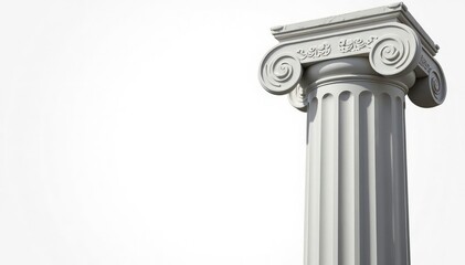 Elegant Roman column detail against stark white backdrop, minimal background, white, rome