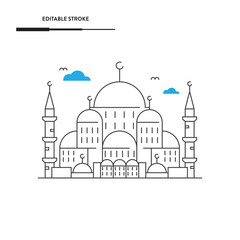 Blue Mosque Icon Vector Design.
