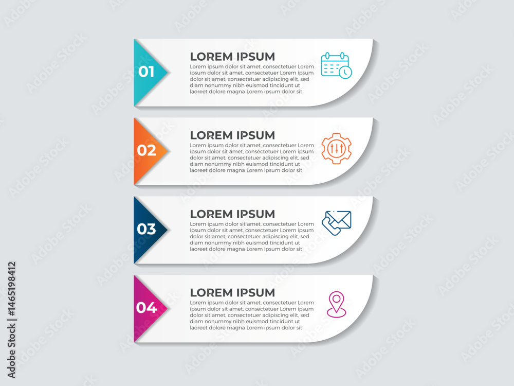 Poster 4 steps business data visualization timeline process infographic template design with icons.