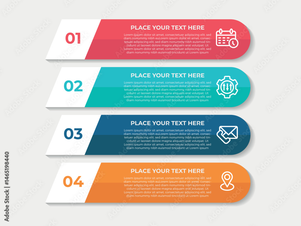Poster business development concept infographic design with editable vector line icons. 4 steps and option 