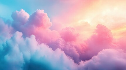 Fototapeta premium Vibrant abstract cloudscape with multicolored pastel hues and dreamy textures