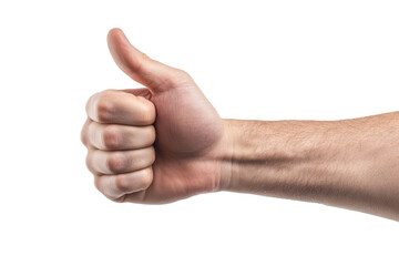 Thumbs up hand isolated on transparent background.