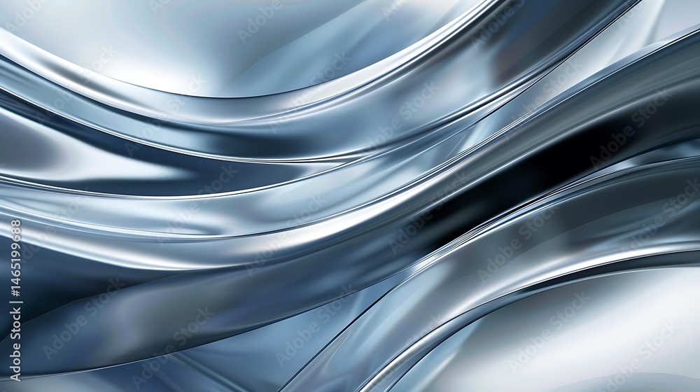 Aufkleber abstract background of flowing silver liquid metal. smooth, shiny metallic waves create a futuristic