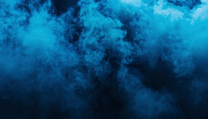Obraz premium Blue smoke clouds on black background