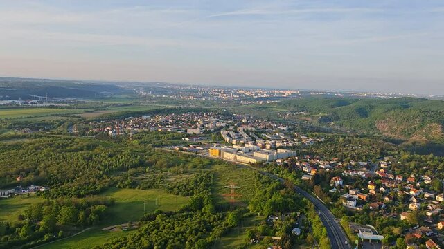Zbraslav Prague aerial panorama view of this suburb surounded by forests near Cukrak