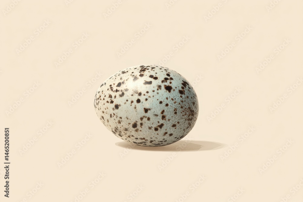 Poster Speckled Egg Illustration Placed Delicately in the Corner of a Soft Beige Background Highlighting Its Unique Texture and Color Generative AI