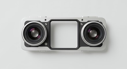 Fototapeta premium Modern technology component with circular openings and central space isolated on white