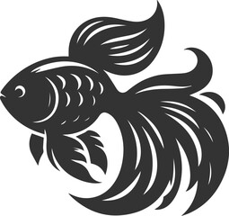 Goldfish black vector silhouette