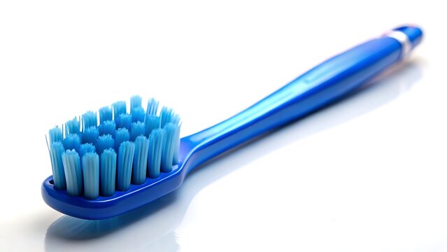 a blue toothbrush against a white background