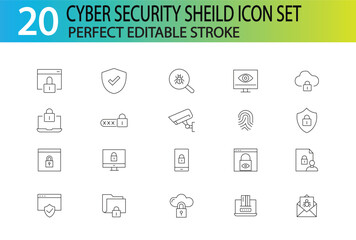 CYBER SECURITY SHEILD ICON SET