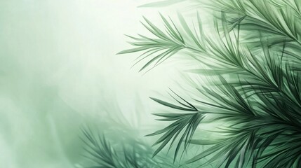 Abstract background with overlapping pine leaves in soft green tones, nature concept