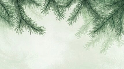 Abstract background with overlapping pine leaves in soft green tones, nature concept