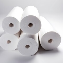 White Paper Rolls Stack Studio Shot.