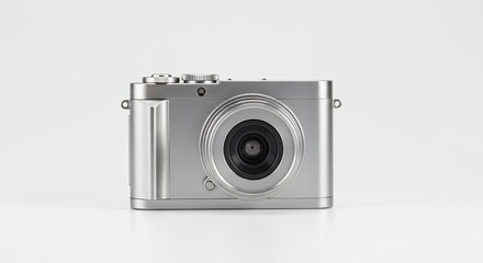 Silver digital camera isolated on white background