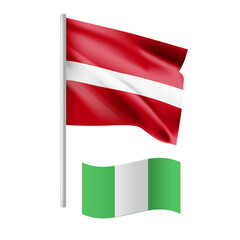 3d flag of Nigeria and Turkish