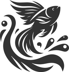 Fototapeta premium Goldfish black vector silhouette