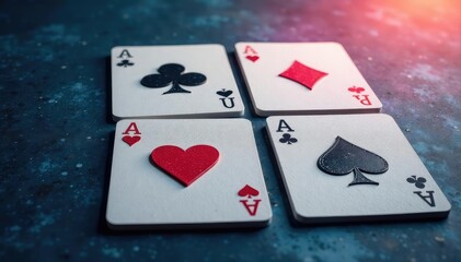 Obraz premium Four aces arranged in a square pattern on a surface , suit, pattern