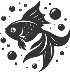 Goldfish black vector silhouette