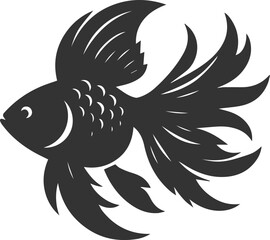 Goldfish black vector silhouette