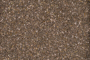 Chia seeds background. Chia seeds texture. Top view.
