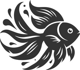 Goldfish black vector silhouette