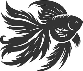 Obraz premium Goldfish black vector silhouette