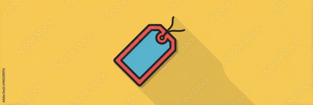 Poster Minimal Product Tag Icon Displayed on a Flat Yellow Background With Shadows for Depth and a Modern Touch Generative AI