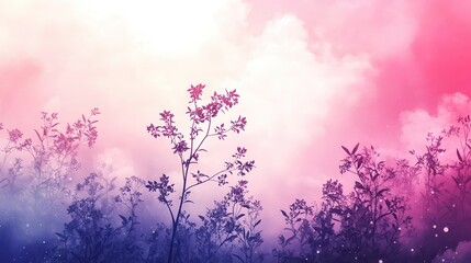 Misty meadow at dawn