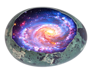 Cosmic Egg: Spiral Galaxy Within Cracked Eggshell