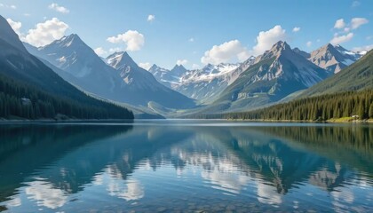 Naklejka premium Majestic Mountain Lake Reflection: A Serene Landscape