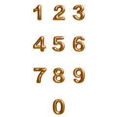 Gold metallic number balloons set