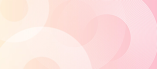 Minimalist banner background, pastel colorful, pink and yellow gradations. Circle effect style geometric, Modern circle lines pattern.