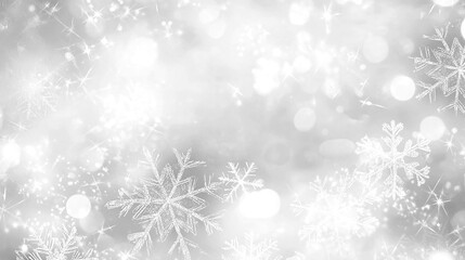 Silver Sparkling Winter Snowflakes Festive Background,