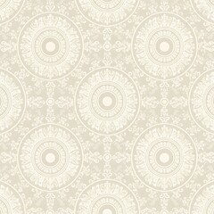 Beige Mandala Pattern Seamless Texture Background