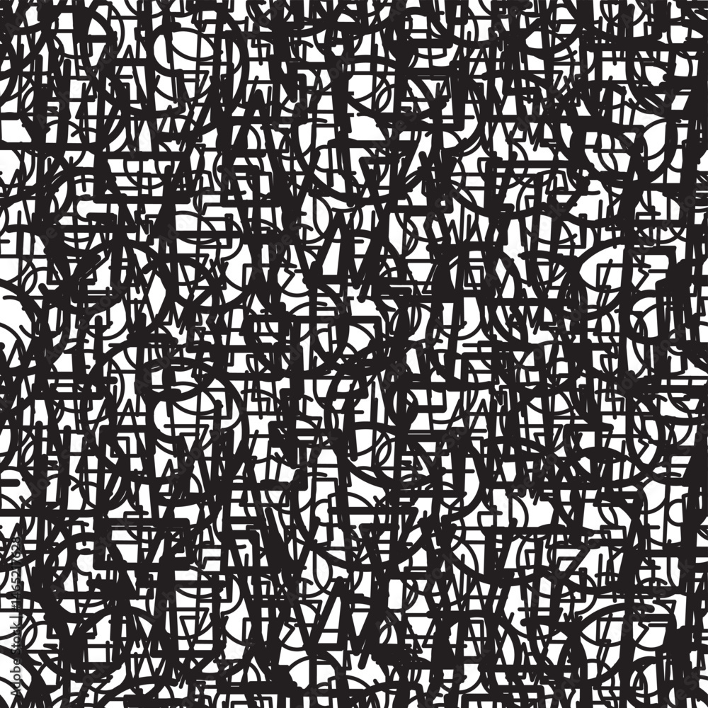 Poster abstract vector black and white seamless pattern background or texture with contours letters of simp