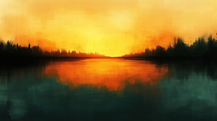 Obraz premium Sunrise or sunset over a tranquil lake reflecting vibrant colors