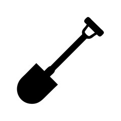 Shovel vector illustration, garden tool, digging, construction, agriculture, gardening equipment, spade icon, black silhouette, work tool