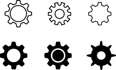 High Quality Gear Setting Icons Customizable Industrial Engineering Graphics