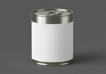 Metal can mockup with blank label for branding, product presentation, advertising.