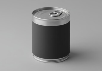 Can mockup with black label for product branding, packaging design, and marketing