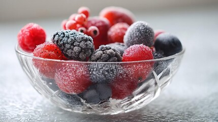 Assorted Berries Beautifully Arranged in a Clear Glass Bowl Ready for Enjoyment