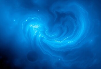 Abstract swirling nebula of deep blue hues, textured with subtle light variations,  peaceful,  photo