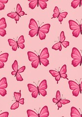 Pink Butterfly Seamless Pattern Background