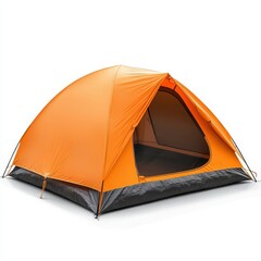Orange camping tent equipment isolated on transparent background