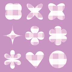 Gingham Pink Shapes / Cute Pastel Icons