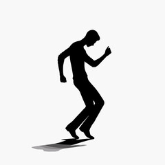 Dancing silhouette enjoying movement against a white background