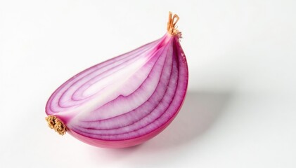 Single red onion, vibrant color, crisp texture, clean white background , fresh, texture, sharp