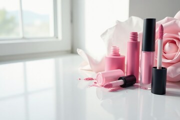 Sleek, pure white surface ideal for showcasing cosmetics, display, cosmetic