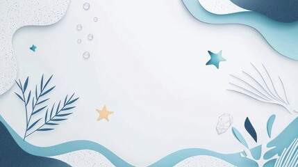 Obraz premium A modern minimalist under-the-sea design with geometric elements on a white background